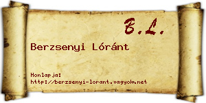 Berzsenyi Lóránt névjegykártya